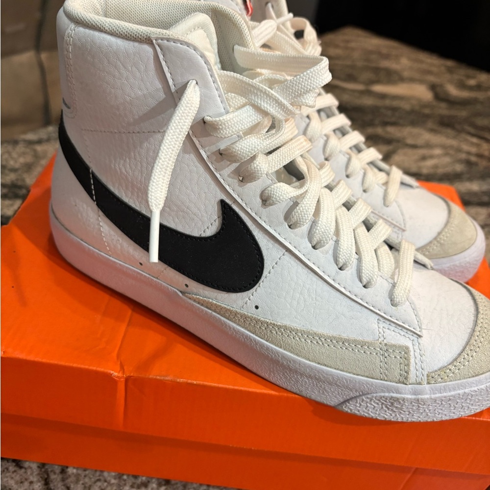 Nike White and Black High-Top Sneakers